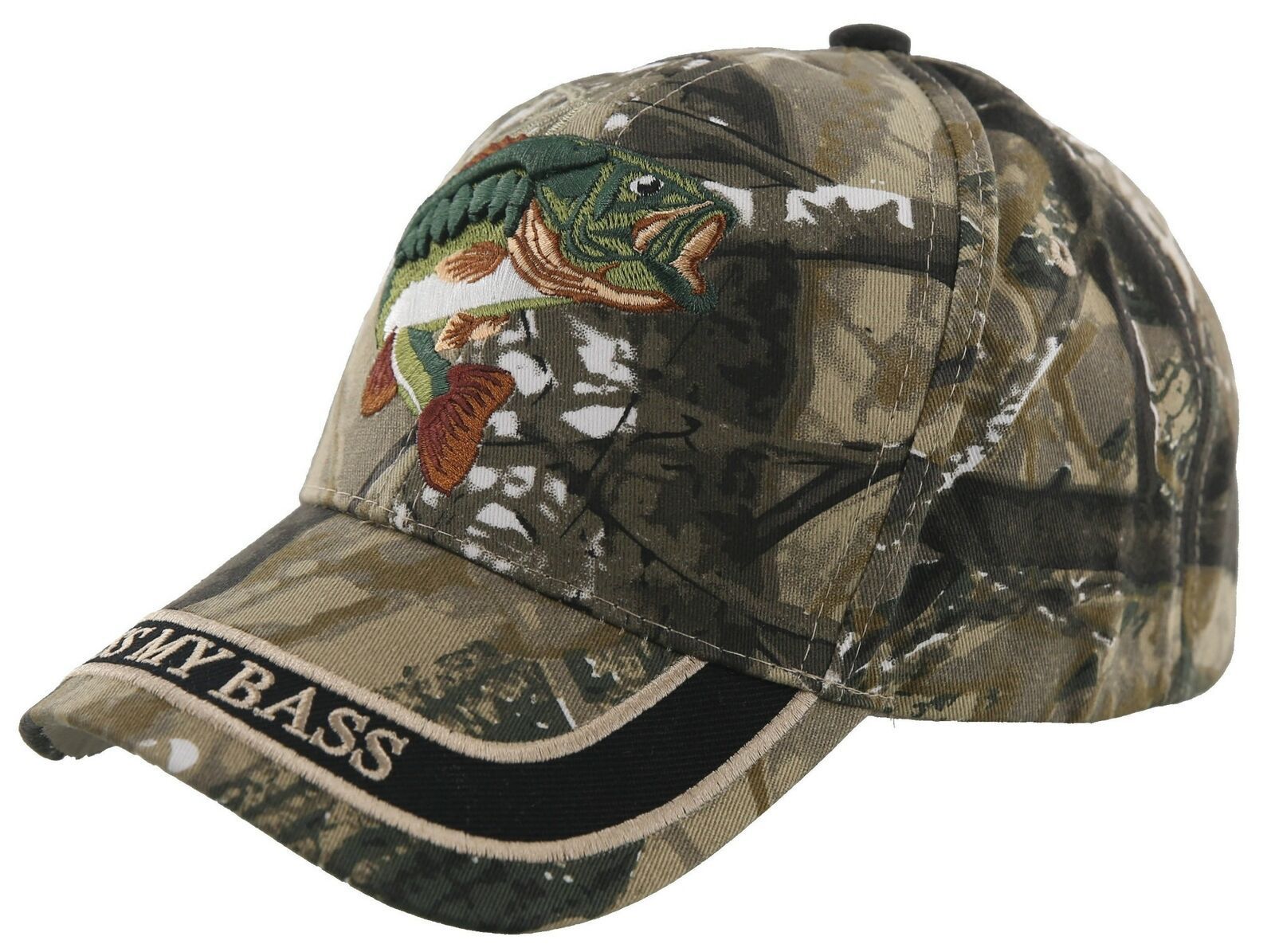 NEW! KISS MY BASS FISHING FOREST CAMO CAP HAT - Men's Hats