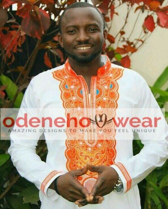 Odeneho Wear Men's Yellow Polished Cotton Top Only/ Dashiki African Clothing 