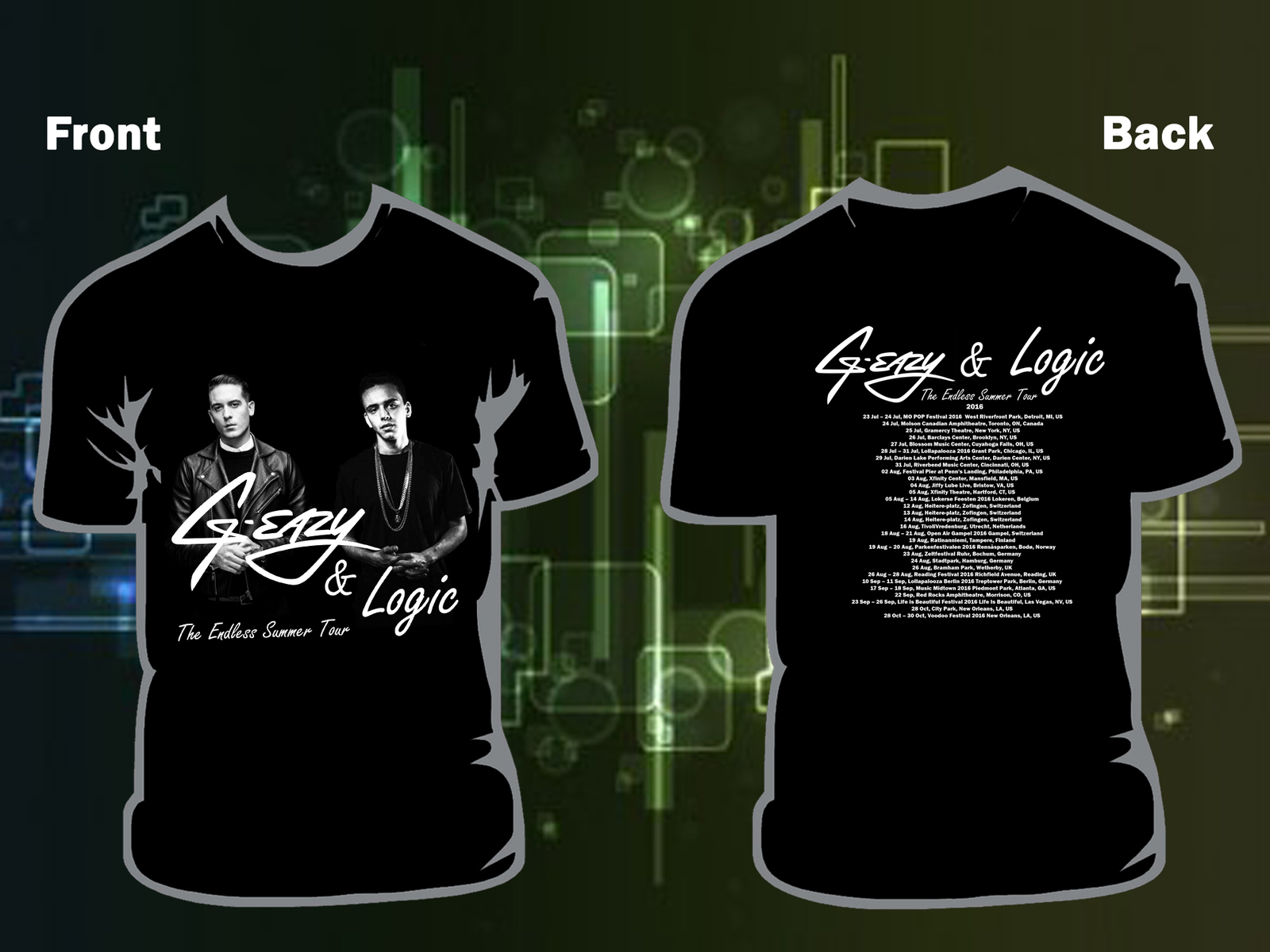 G-Eazy & Logic The Endless Summer Tour Dates 2016 Black T-Shirt Size : S,M,L,XL, - T ...