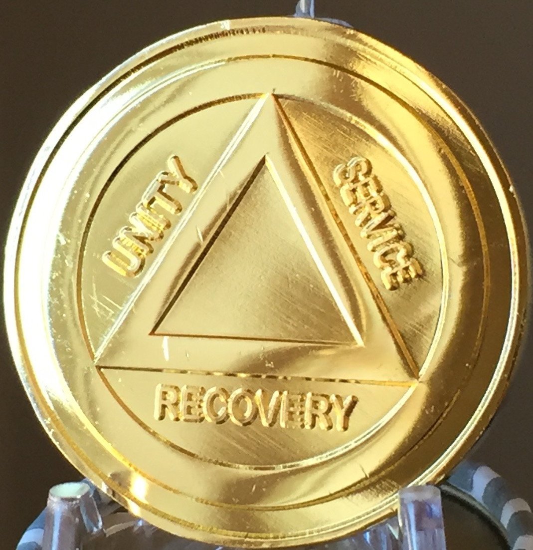 AA Logo Circle Triangle Gold Colored Medallion Unity Service Recovery