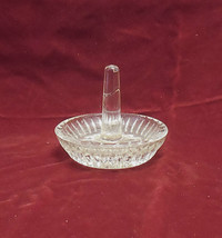 Vtg Crystal Glass Ring Tree Holder with a Lovely Cut Pattern on the unde... - $14.99