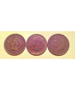 Indian head cents vintage 1906-1907-1908 (lot of 3) good dates visible - $10.40