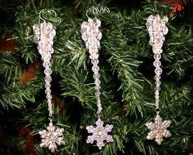 Primary image for Handmade Beaded Icicle Christmas Ornaments with Snowflakes