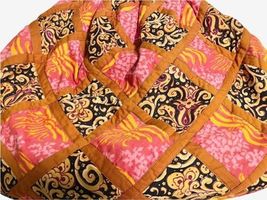 Vintage Large Handmade Cloth Vegan Bag Tote Pink Red 100% Cotton 24x17" Thailand image 9