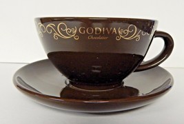Godiva Chocolatier Coffee Cup &amp; Saucer California Pantry Brown Gold Larg... - $24.74