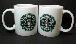 Starbucks Siren Logo mugs x 2 white green logo 2006 9 oz - $12.29