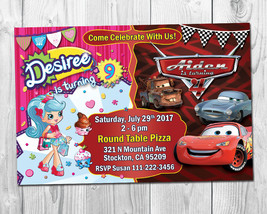 Shopkins & Cars Birthday Party Invitation / Joint Birthday Party Invite - $10.99