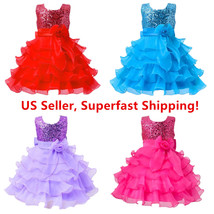 New Sequined Flower Girls Tutu Ball Gown Sleeveless Dress - $19.98