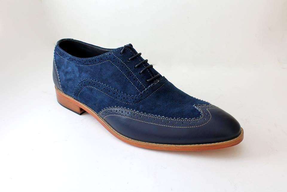 Mens Blue Combo Oxford style Semi Casual shoe Handmade - Casual