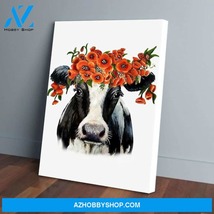 Cow Face Flower Poppy Funny Canvas - $49.99