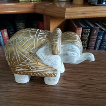 Hand Made Miniature Wooden Elephant Statue Carved India Global Artisans - $34.99