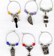 Set of 6 Silver Czech Glass COCKTAIL DRINK Glass Charms - $10.99