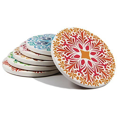 Coasters Set of 6 Absorbent Stone Coaster for Drinks Desktop