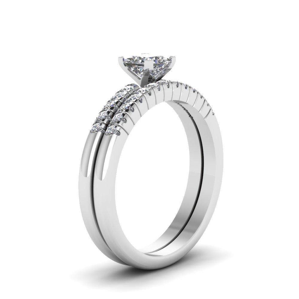  Princess  Cut  Cubic  Zirconia  Exclusive Wedding  Ring Set  14k 