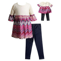 Dollie Me Girl 4-14 and Doll Matching Chevron Dress Legging Outfit American Girl - $32.99