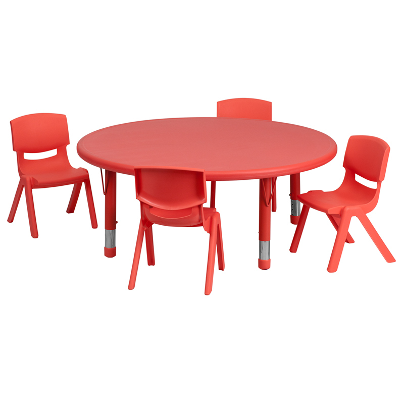 45RD Red Activity Table Set YU-YCX-0053-2-ROUND-TBL-RED-E-GG