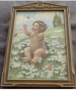 Vintage Artwork Print In Antique Wooden Frame - VGC - CUTE VINTAGE PRINT & FRAME - $49.49