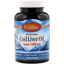 Carlson Labs Wild Norwegian Cod Liver Oil Gems, Super, 1,000 mg, 250 Soft Gels - $19.99+