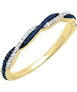 Eternity Engagement Ring 1Ct Lab Created Round Blue Sapphire 14K Yellow ... - $118.99