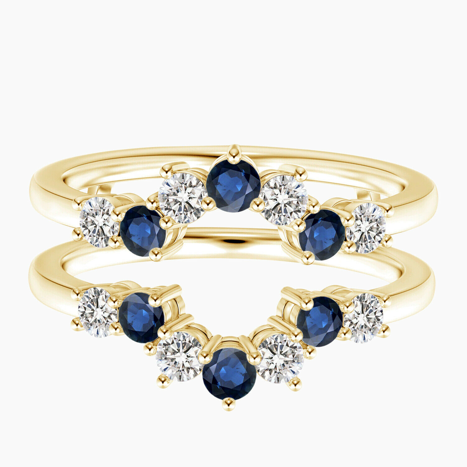 Crown Ring!! 0.50 Cts Round Sapphire Gemstone Stackable Ring in 9k Yellow Gold
