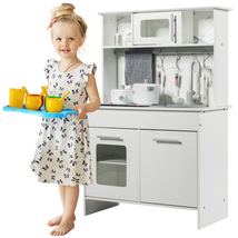 Kids Pretend Kitchen Playset Gift with Utensils White image 5