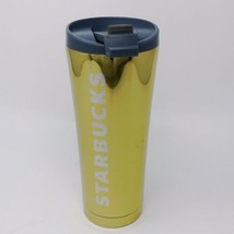 Metal Yellow Gold Starbucks 2016 Tumbler 16 oz Insulated Cold Cup - $18.52