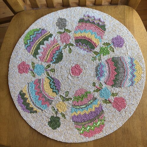 NICOLE MILLER EASTER EGGS beaded placemat charger center piece 15