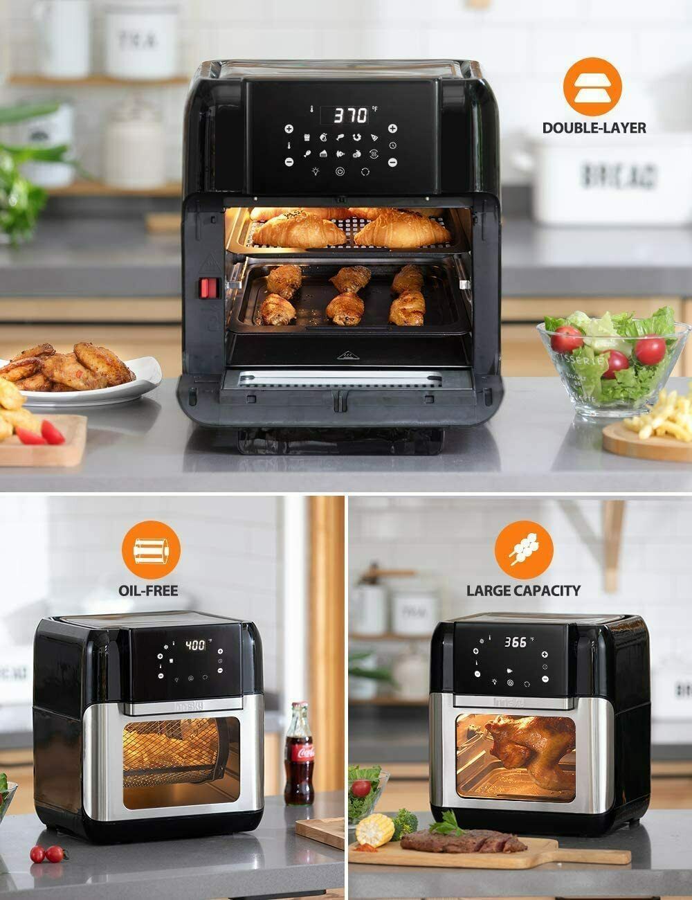 Innsky Air Fryer 10in1 Countertop Oven w/ Rotisserie 10.6QT 1500W
