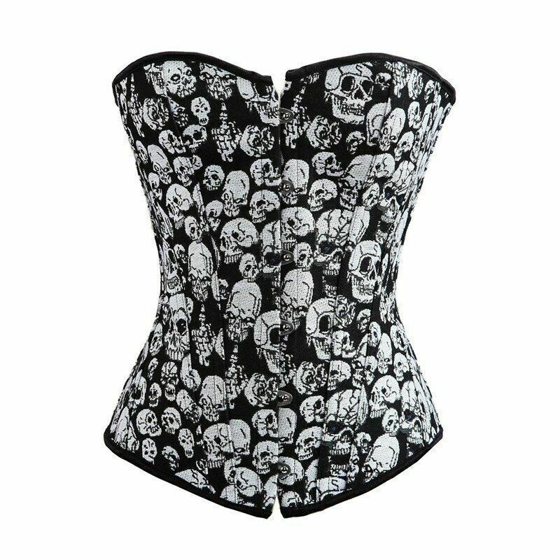 Bustiers & Corsets Skull Plus Size Burlesque Costumes Pattern Corselet Overbust