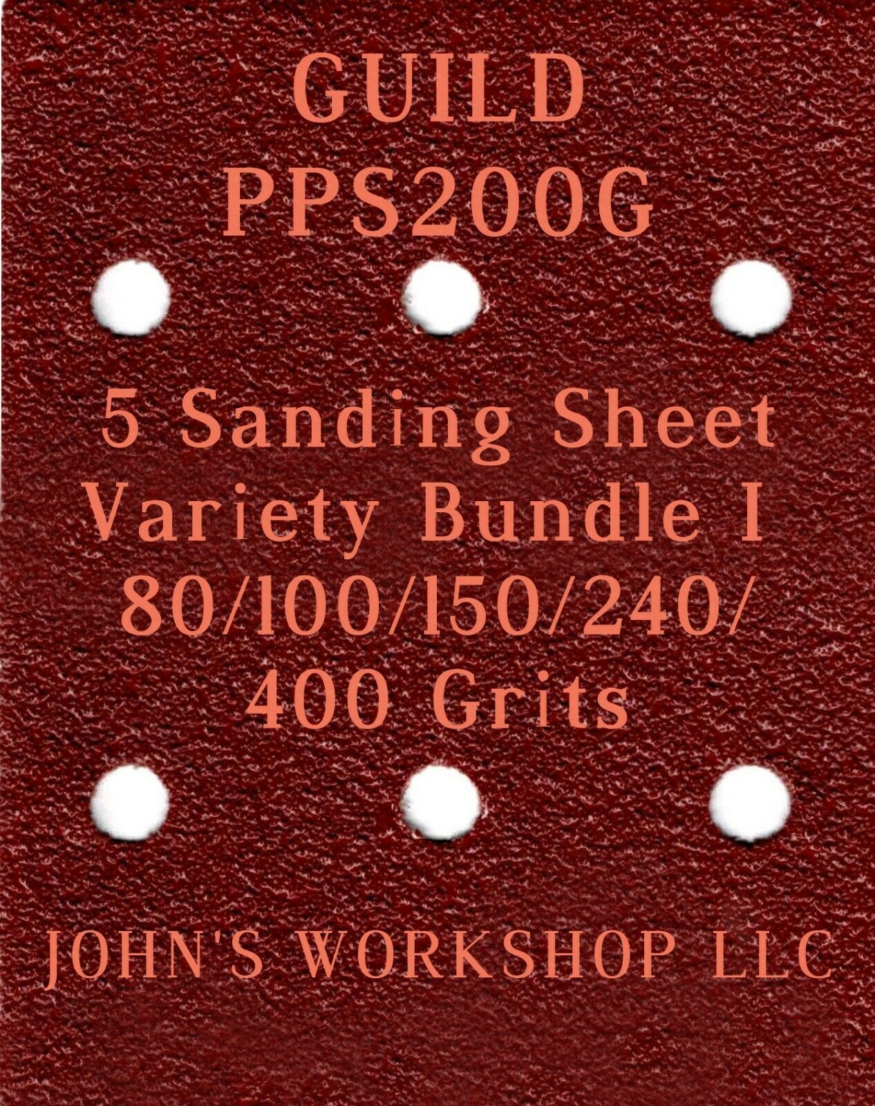 Primary image for GUILD PPS200G - 80/100/150/240/400 Grits - 5 Sandpaper Variety Bundle I