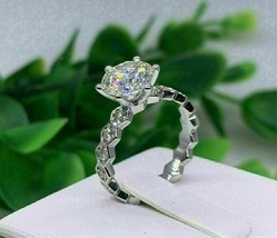 2.70Ct Round Cut Simulated Diamond Engagement Ring Solid 14k White Gold Size 7.5 - $259.92