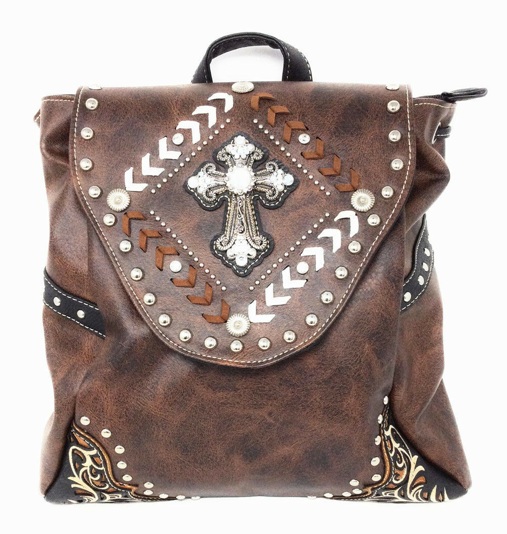 Texas West Western Cross Rhinestone Leather Concealed Carry TopHandlle
