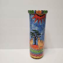 Penzo African Art Ceramic Vase, Hand Painted Signed, Folk Art, Tribal Decor image 1