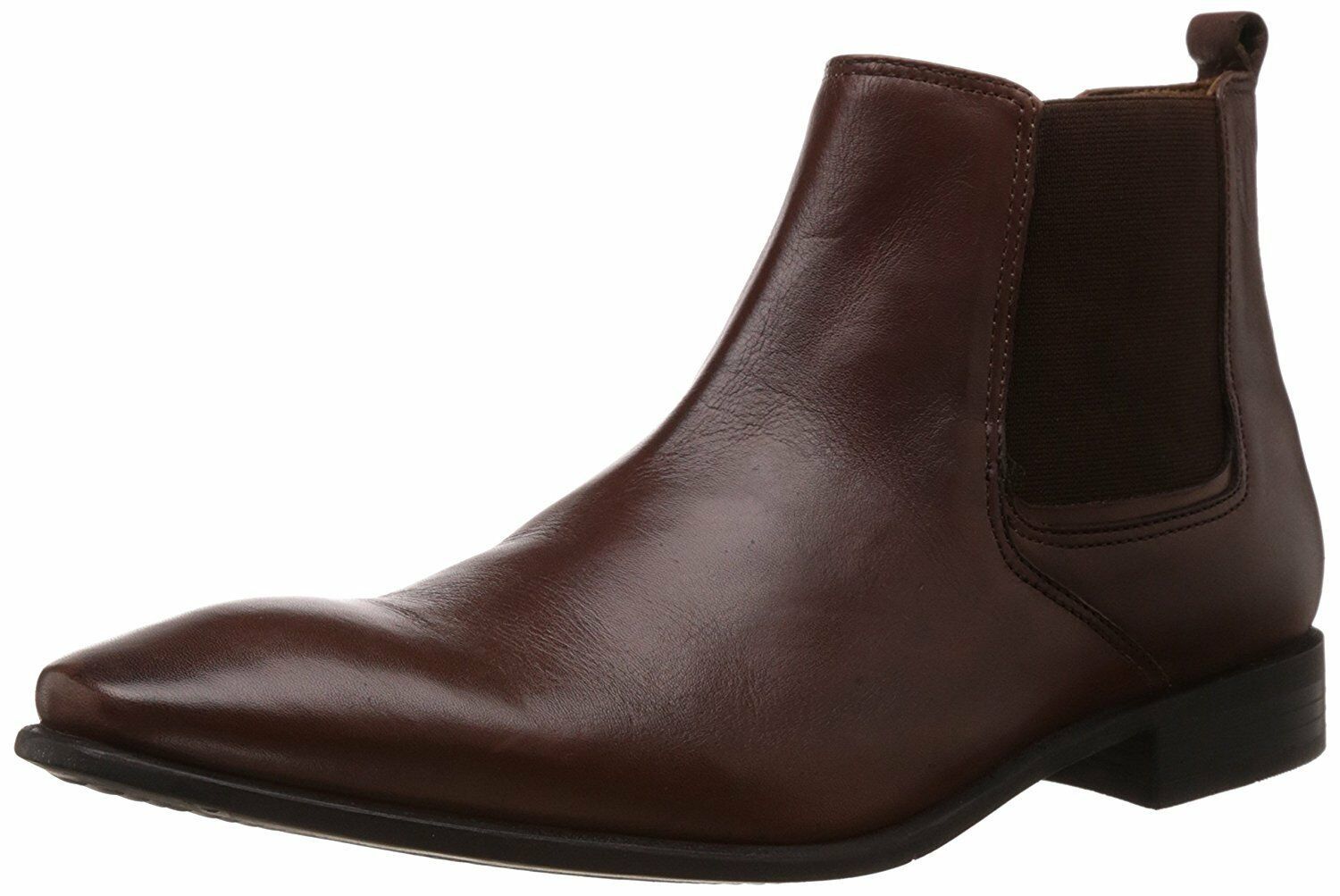 Men's Chelsea Real Leather Boot High Ankle Brown Pointed Toe Slip On US 7-16