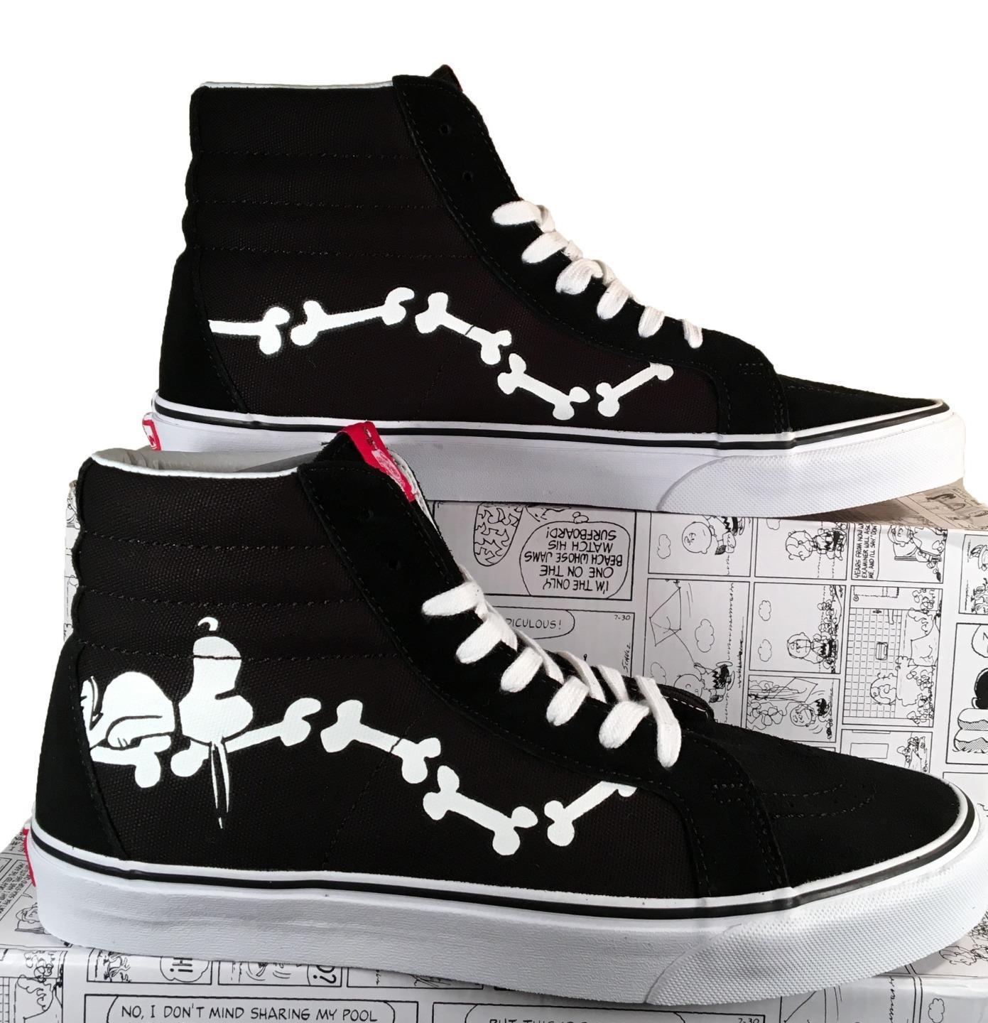 Vans x by Peanuts Sk8-Hi Snoopy Bones & Woodstock High Top Sneaker Black Limited - Unisex Adult 