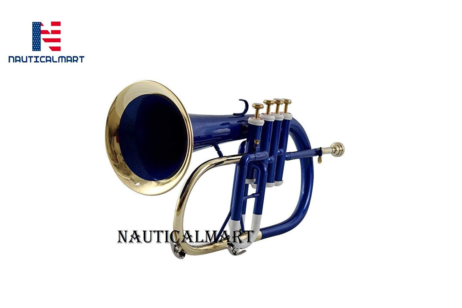 Brass Bb Flat 4 Valve Flugel Horn + Free Hard Case + Mouthpice