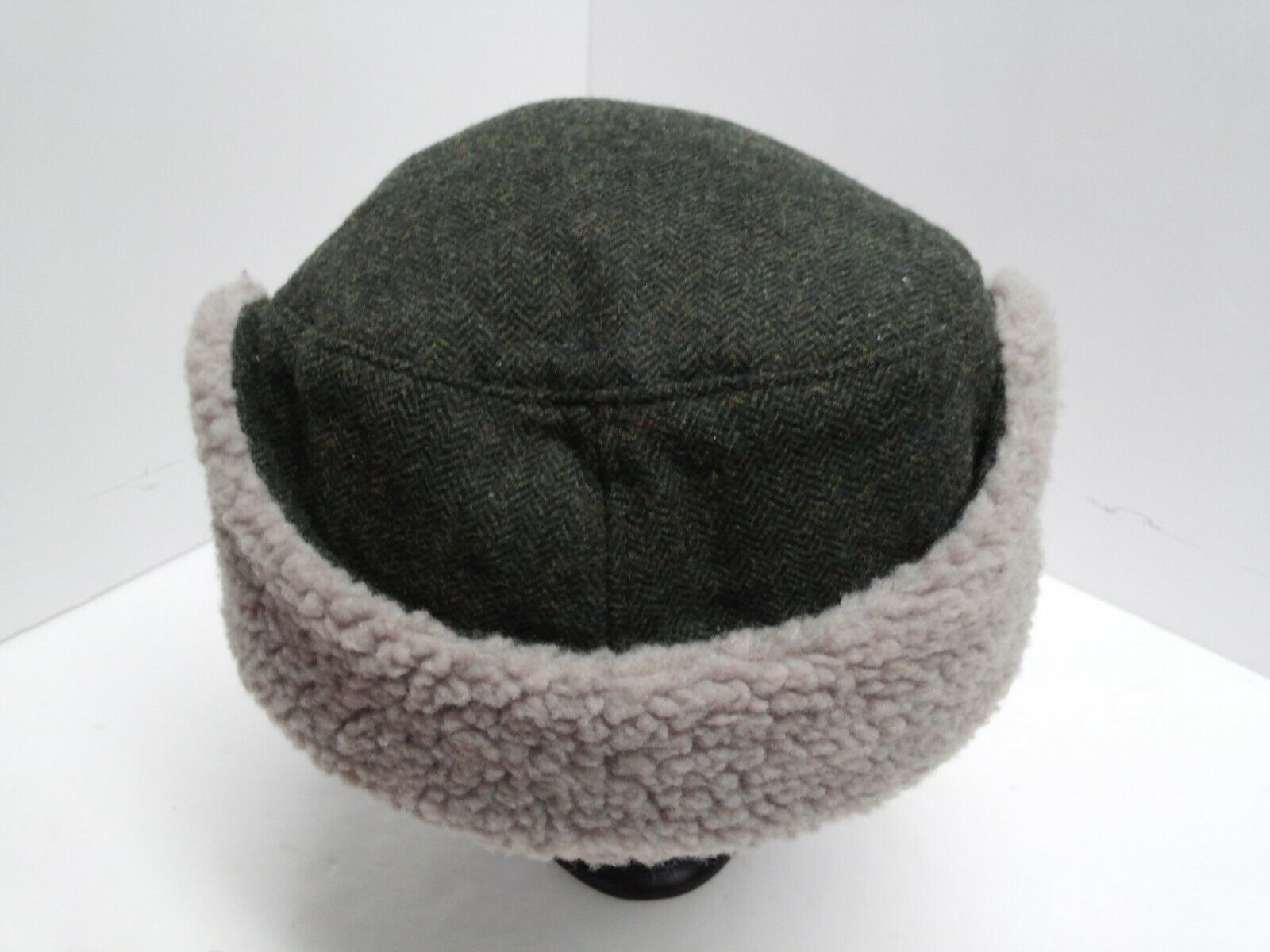 Eddie Bauer Tweed Winter Trapper Cap Hat Flap sides Split bill brim L