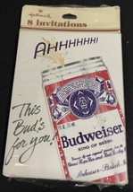 Vintage Hallmark Budweiser Beer Invitations 8 Invites Cards New Unused in Pkge - $10.76