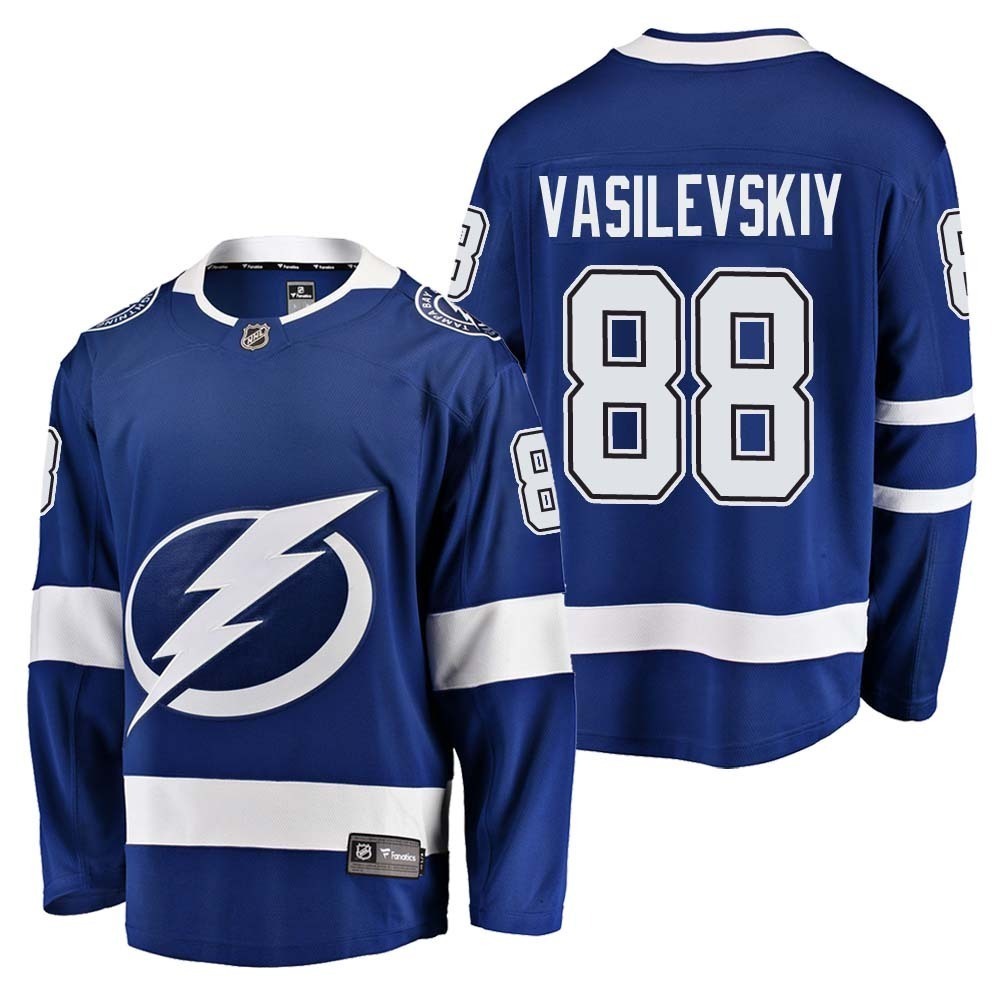 Mens Tampa Bay Lightning #88 Andrei Vasilevskiy Jersey Blue 2018 Hockey ...