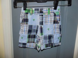 Janie and Jack Plaid W/Palm Trees Shorts Size 18/24 Months Boy&#39;s EUC - $19.36