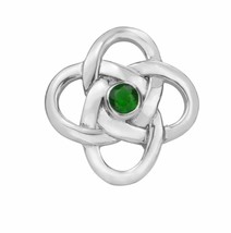 Celtic Sterling Silver Brooch with Emerald Colour Stone - $56.48