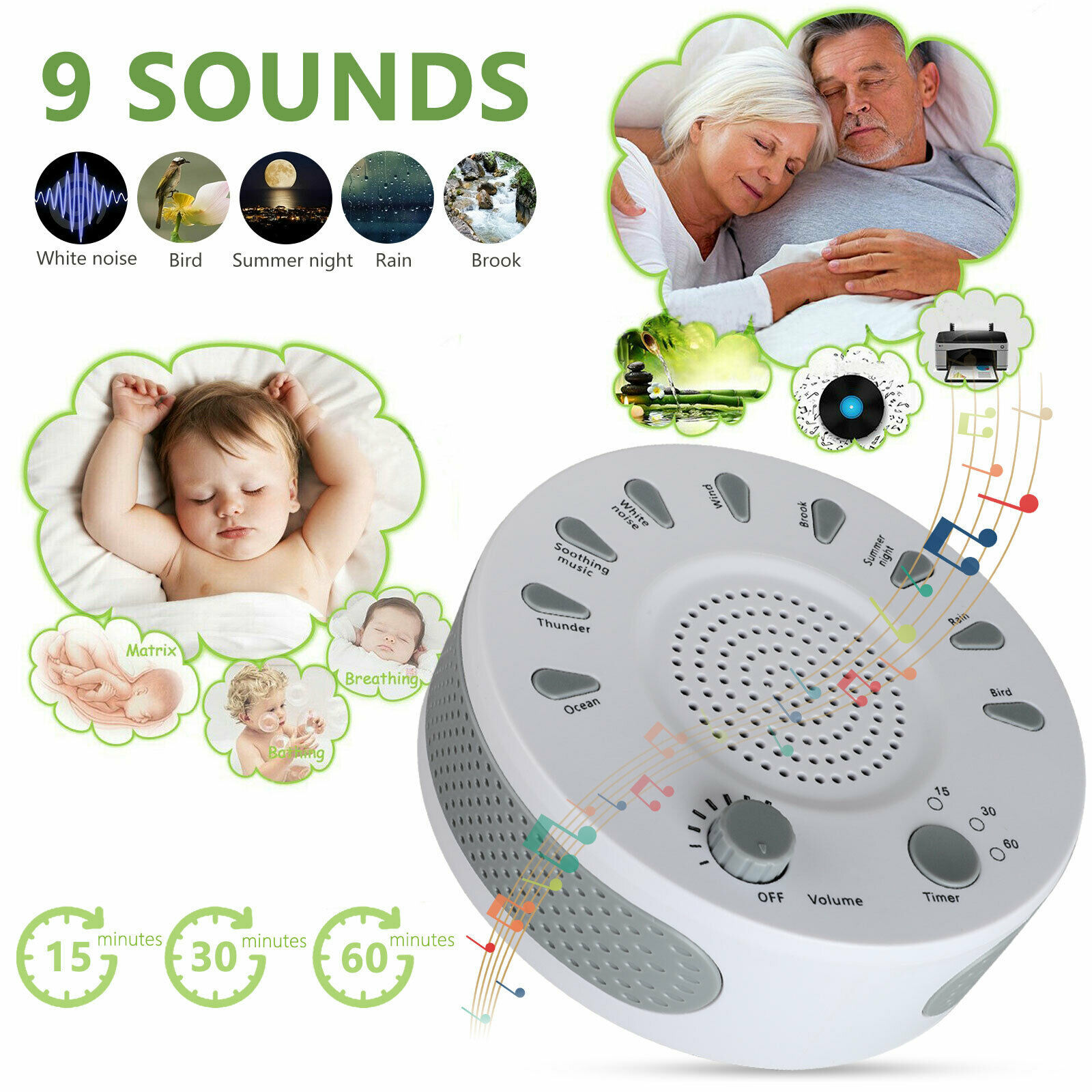 Nature Fan Sounds White Noise Machine For Baby Sleeping Home Sleep 