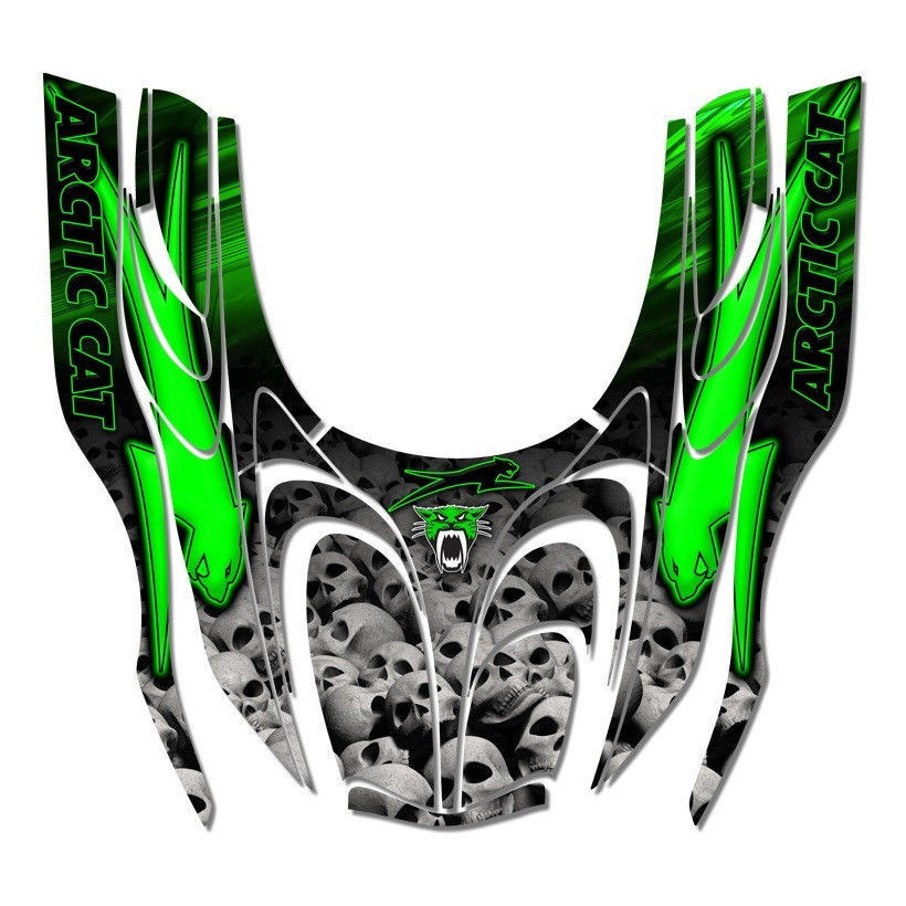 Image of Arctic Cat ZR 600, 500, 800 Mountain Cat wrap, decals, sticker Kit - Drk/Skul L