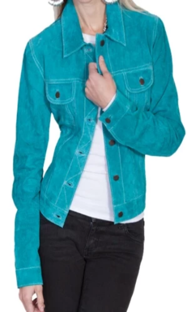 Scully Turquoise Classic Jean Leather Suede Jacket Coats, Jackets & Vests