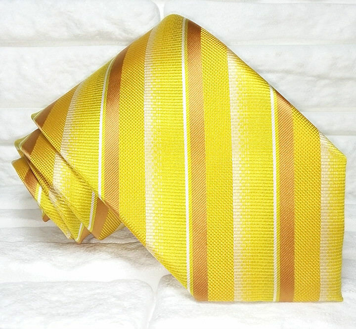 Luxury gold striped tie TOP Quality NEW Made in Italy 100% silk Morgana brand