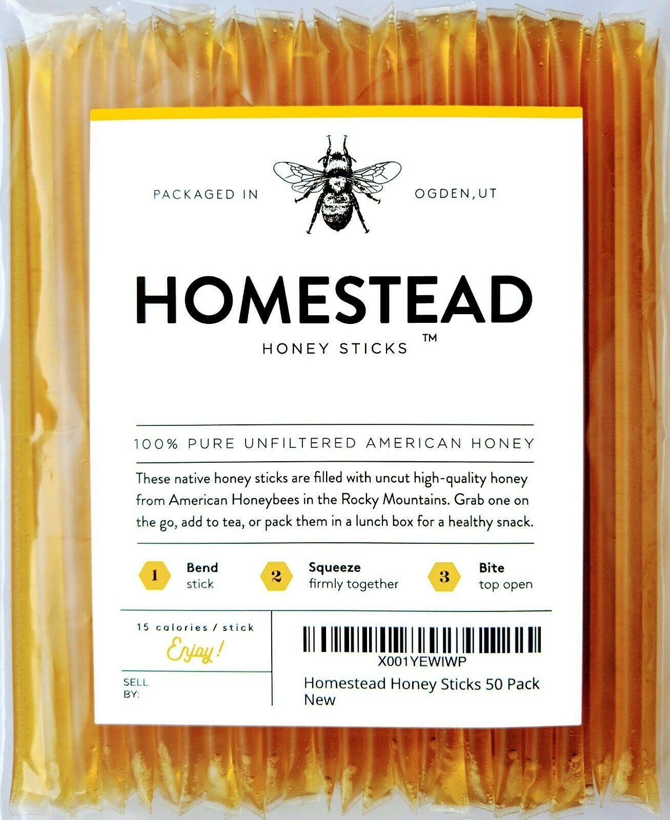Primary image for Homestead Honey Sticks 50 count pack  Pure American Honey Stix