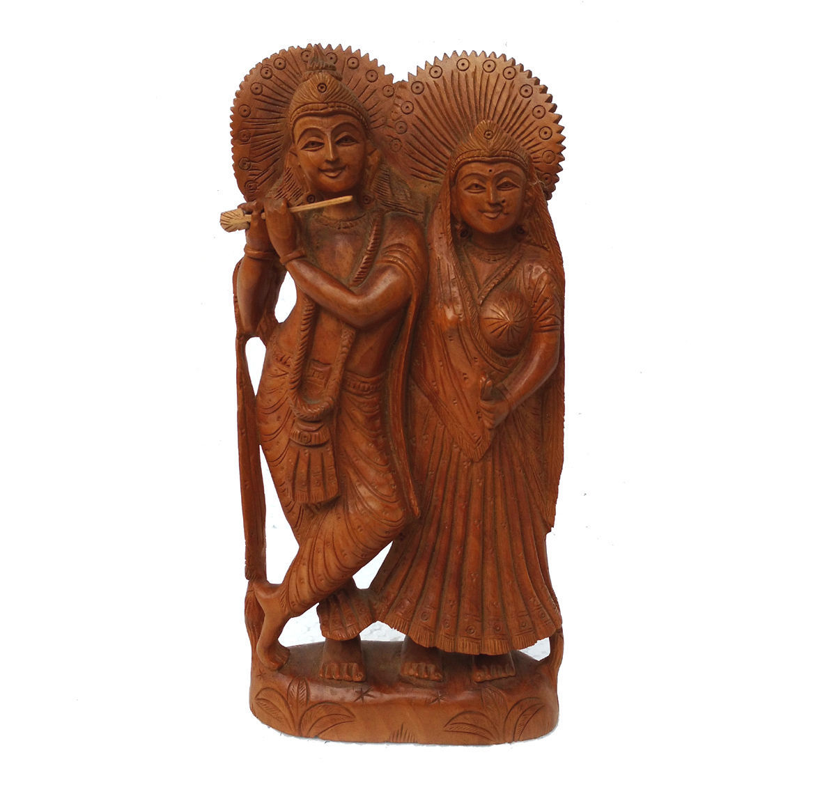 Lord Radha Krishna Darbar Hand Carved Wooden Statue Lord Krishna Radha ...