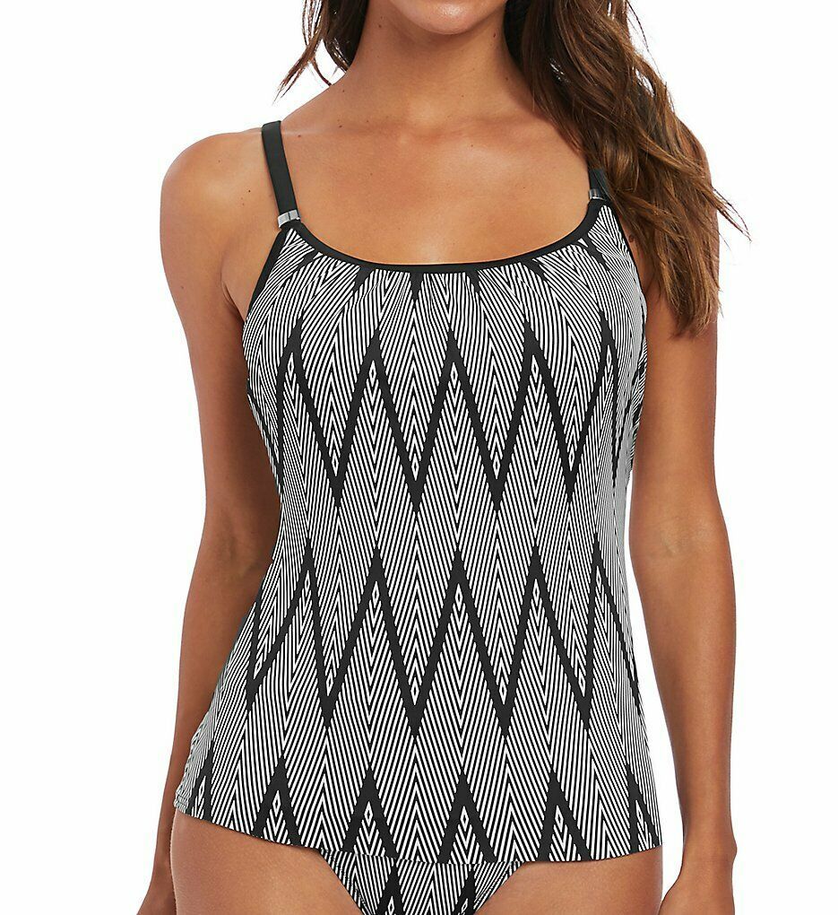 Fantasie BLACK/WHITE LINES Geneva Underwire Tankini Top, US 38DDD, UK ...