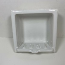 VTG White Porcelain Bathroom Soap Dish Tile-in Mount 5 7/8&quot; Square - $25.71
