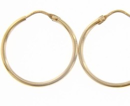18K YELLOW GOLD ROUND CIRCLE EARRINGS DIAMETER 20 MM WIDTH 1.7 MM, MADE IN ITALY image 1